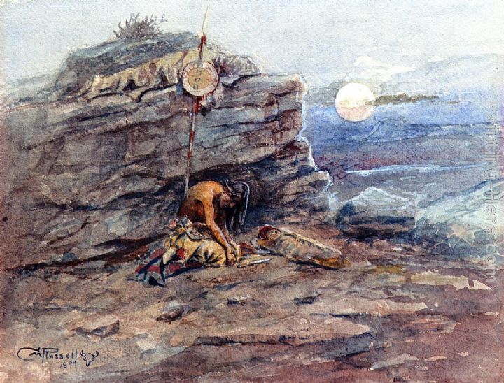 Mourning Her Warrior Dead painting - Charles Marion Russell Mourning Her Warrior Dead art painting